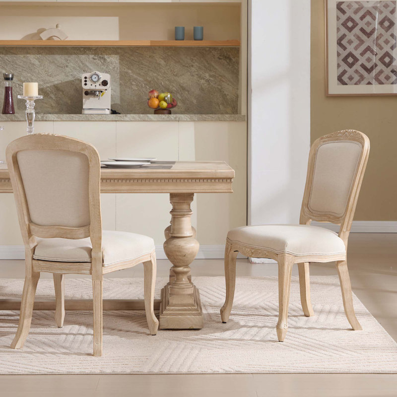 Chaises de salle à manger French Country, Arrière beige en forme d'éventail