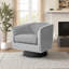 Fauteuil demi-tonneau pivotant en velours gris avec base en bois massif Everett Applewold-110869179