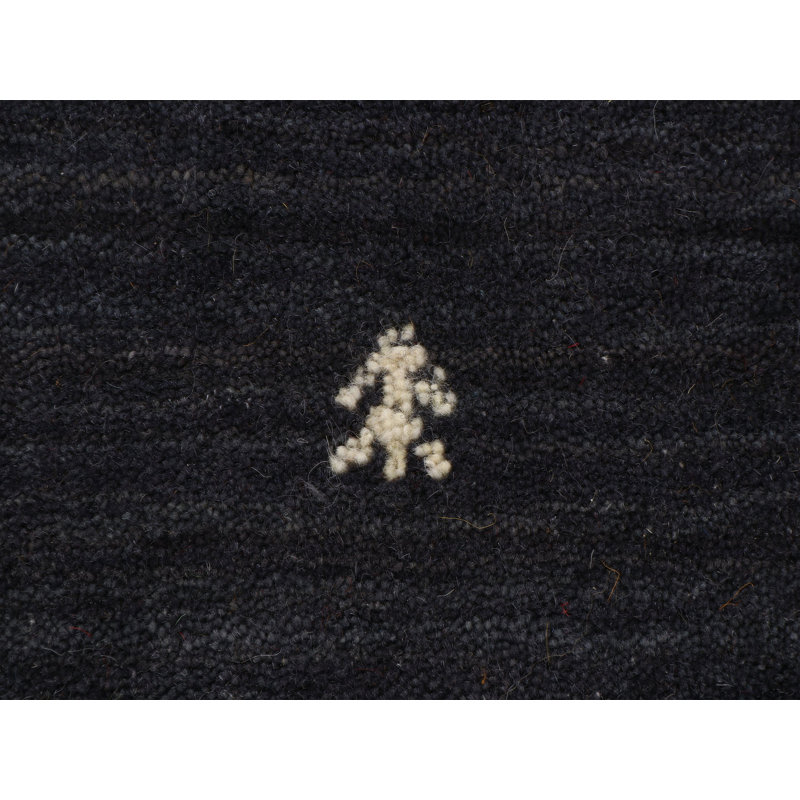 Handwoven Wool Gabbeh Uni Black Rug, Round 200cm