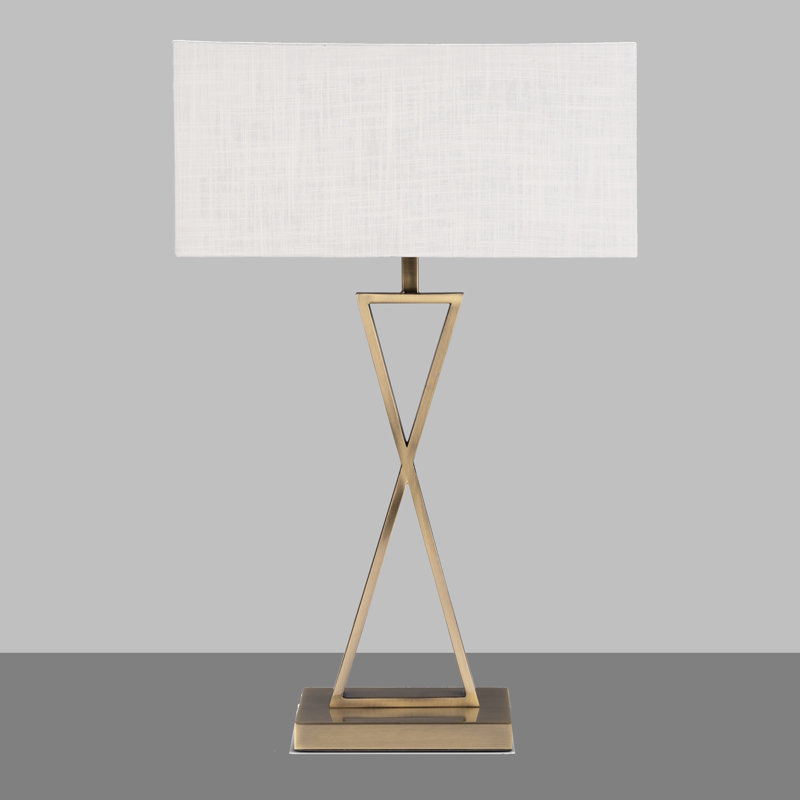 Avory 64cm Rectangle Metal Narrow Table Lamp, Antique, Ivory