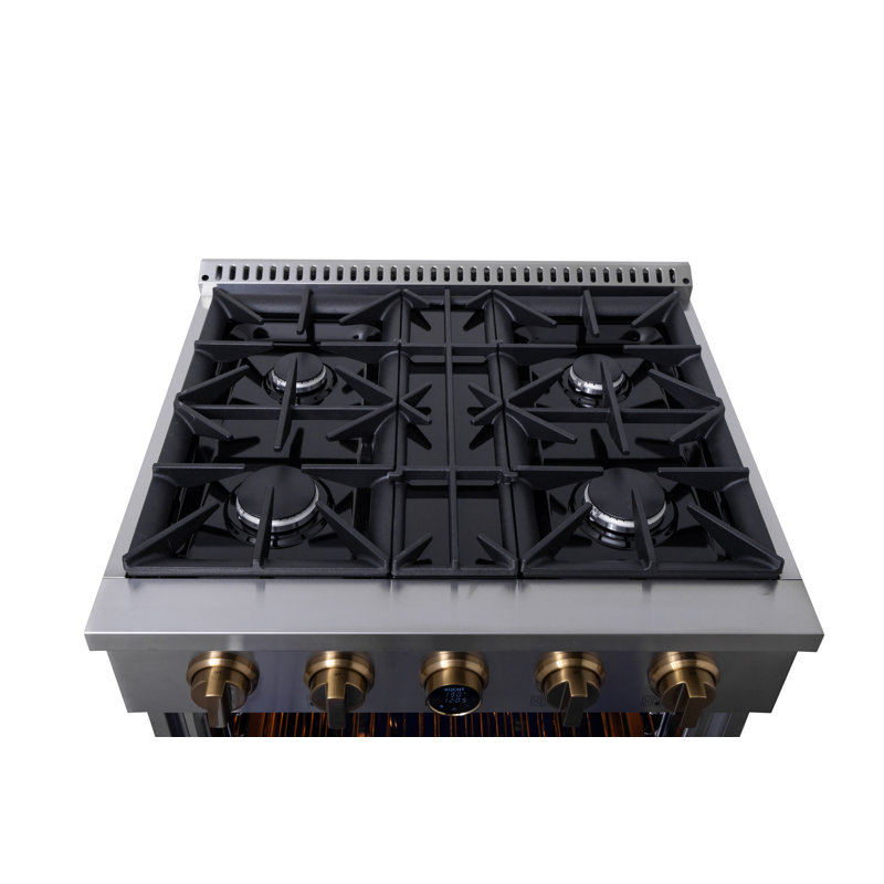 30 in. 4.2 cu. ft. 4 Burners Dual Fuel Range in Stainless Steel with Kucht Horus Thermostat, Liquid Propane