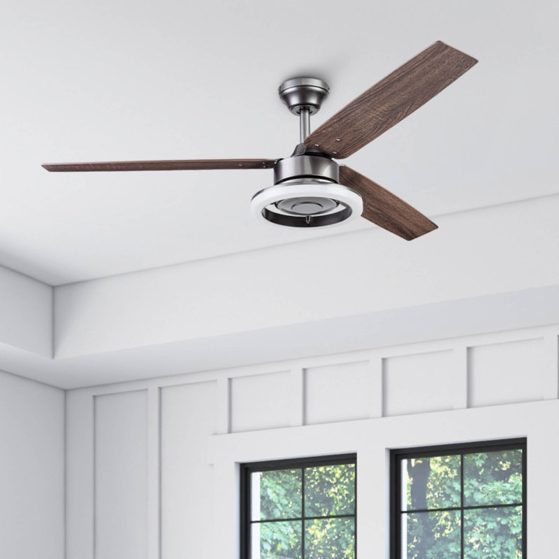 Ventilateur de plafond 52 po avec lumière DEL Or bis