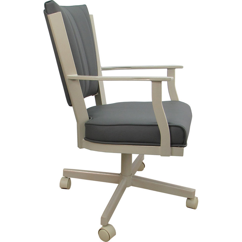Leather Dining Caster Chair Swivel Tilt, Gray, Beige