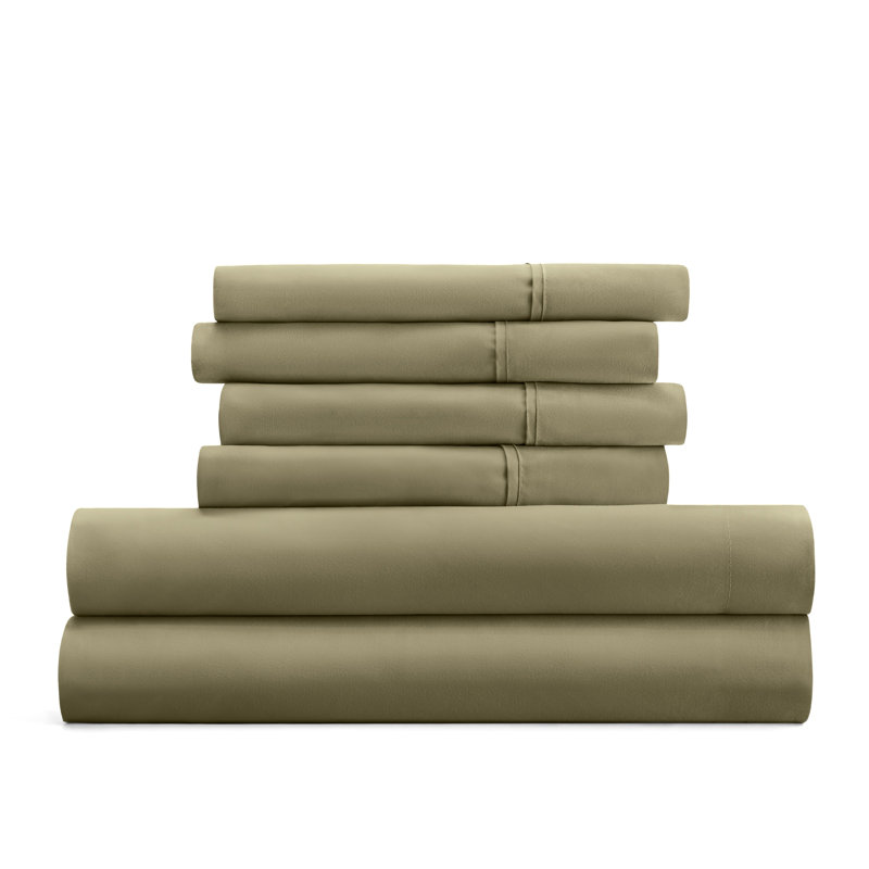 Simply Soft Brushed Microfiber Solid 6 Piece Sheet Set, Sage, Full Sheet Set + 1 Fitted Sheet + 2 Pillowcases