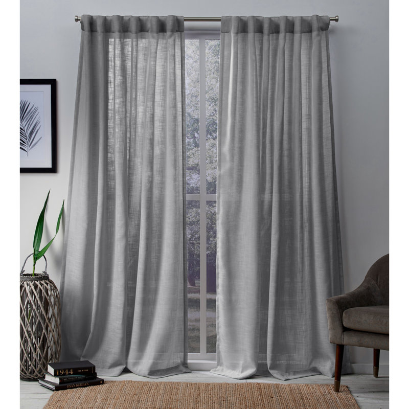 Leon Semi-Sheer Curtain Panel Pair, 54" W x 84" L, Silver