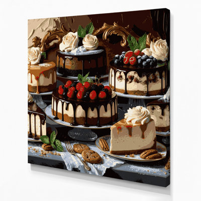 Desserts Cheesecake Black Canvas Wall Art