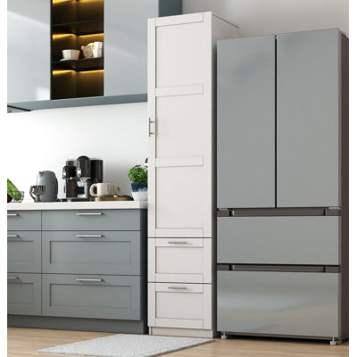Standard Kitchen Pantry,Tall Cabinet,Freestanding Cabinet With One Door And Two Drawers For Kitchen, Dining Room, White