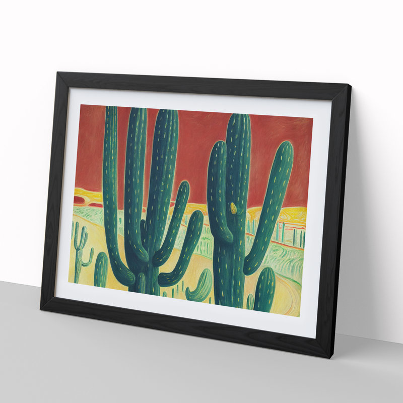 Evolving Cactus - Framed Print, Black, 46cm H x 64cm W x 2cm D