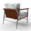 Chaise rembourrée Boho - Fauteuil à motif cachemire botanique orange-1343352198