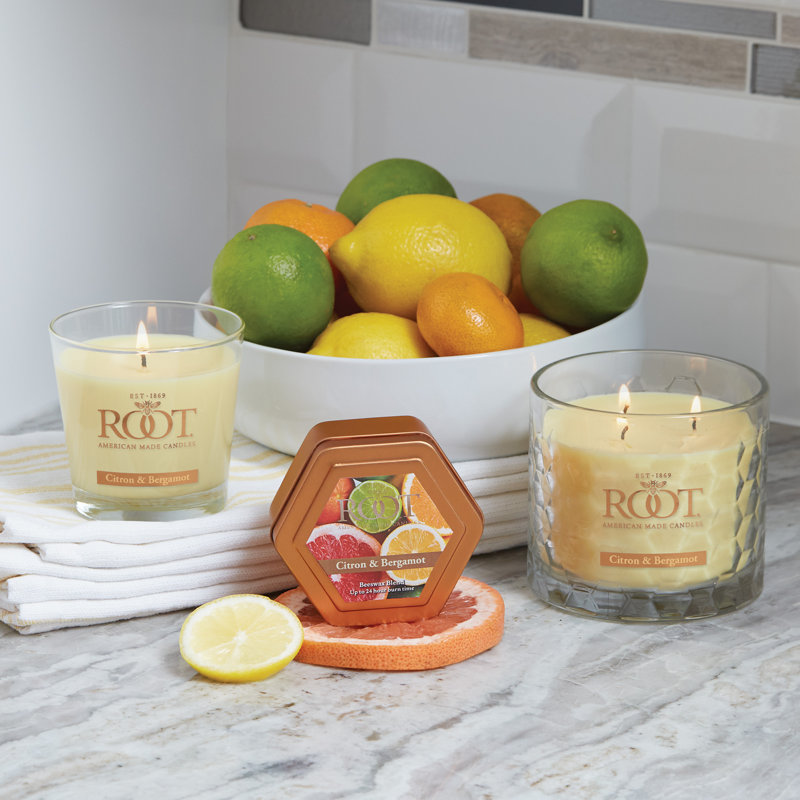 Citron & Bergamot Scented Beeswax Jar Candle with Bronze Lid
