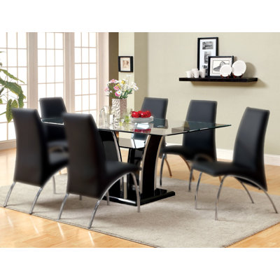 Table de salle à manger contemporaine 71,6 po, noir