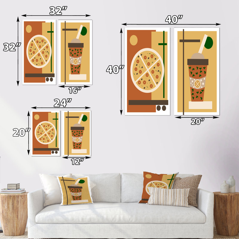 Retro Fast Food Illustration I - ensemble de 2 reproductions, Toile tendue, H 32 po x l 32 po x P 1 po