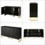 Modern Black Buffet Sideboard - 60" 4-Door Storage with Gold Metal Handles, Adjustable Shelves & Metal Legs-1280038103