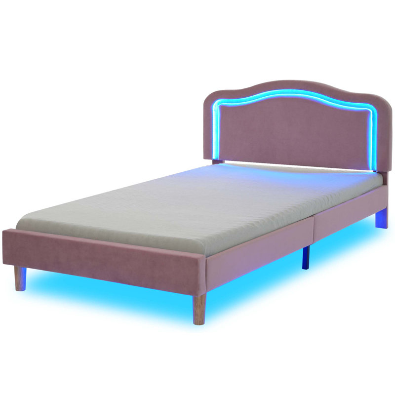 Anola Upholstered Velvet Standard Bed, Full, Pink