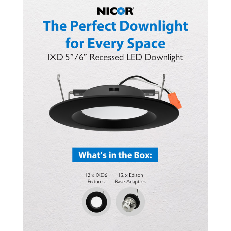 5/6-Inch Selectable LED Downlight 12-Pack, Black