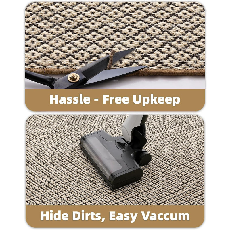 Sisal Rug Indoor Outdoor,Hand Woven Natural Fiber Area Rug With Diamond Weave, Easy Clean Modern Minimal Decor For Patio, Deck, Living Room, Dining Room