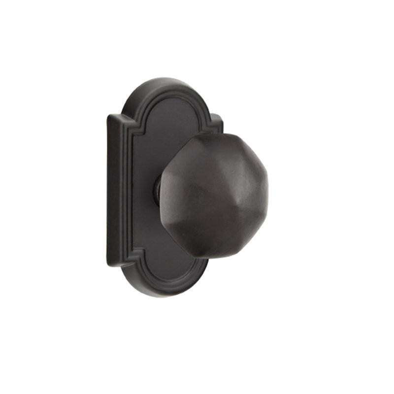 Ensemble de boutons de passage Emtek avec rosette et bouton octogonal Tuscany # 11, Bronze plat noir