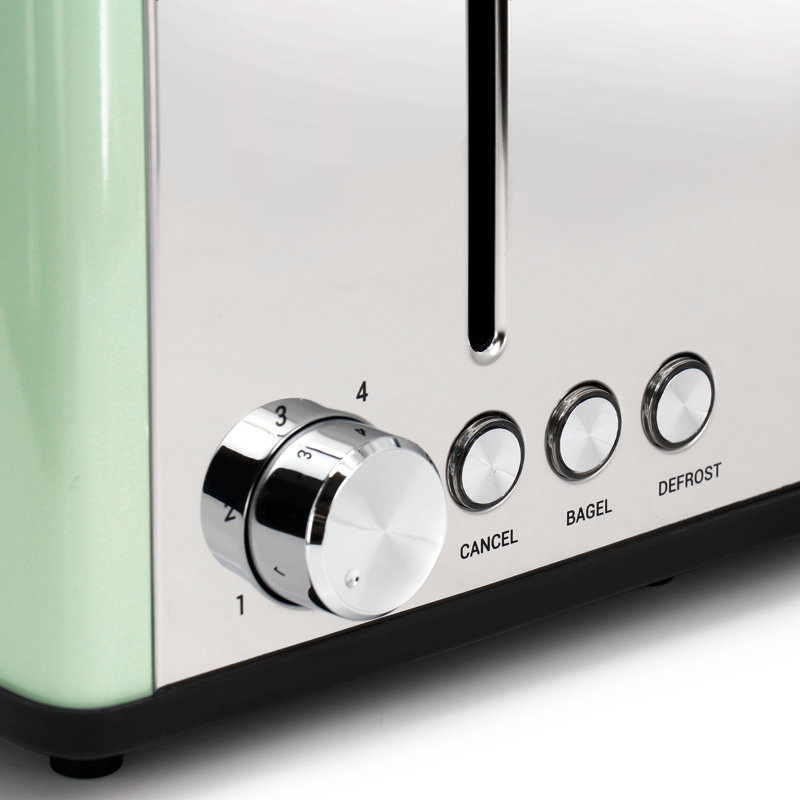 Redmond 4-Slice Extra Wide Slot 1650W Stainless Steel Toaster in Light Blue, Green