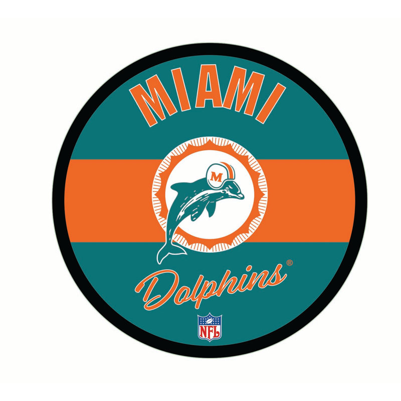 NFL Vintage LED 23" Round Lighted Wall Sign, NFL Miami Dolphins
