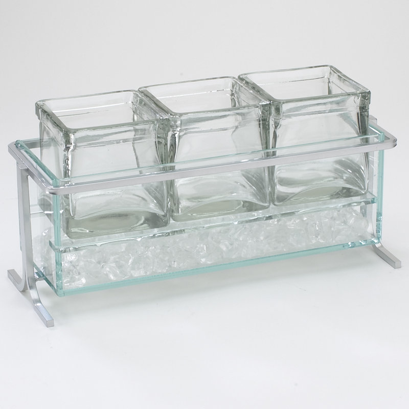 Silver Iron Iced Glass Jar Display - 5" Height