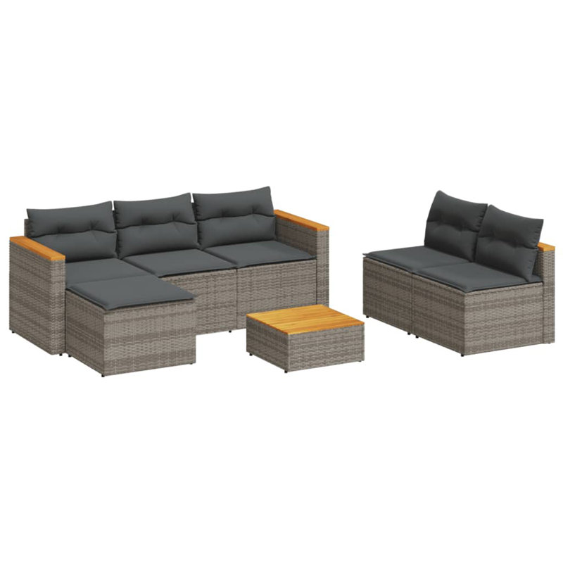  Garden Sofa Set Grey And Brown, Dark Gray Cushion/Gray Frame