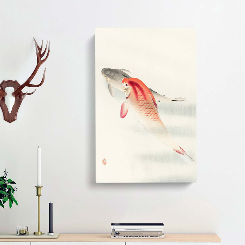 Two Carp by Ohara Koson - Wrapped Canvas, 76cm H x 50cm W x 3cm D