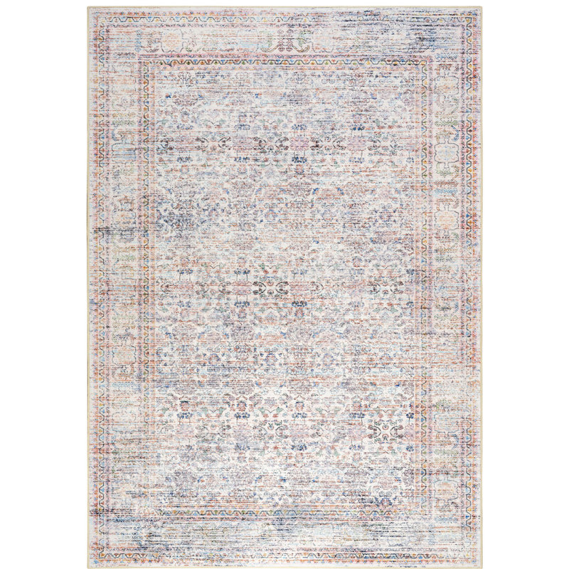 Fillender Large Oriental Floral Living Room Rug Washable Bedroom Rug Non-Slip Colorful Vintage Accent Floor Carpet For Home Decor