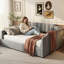 Lit de jour rembourré en lin avec rangement spacieux sous le lit, structure double en bois massif durable-2140336686