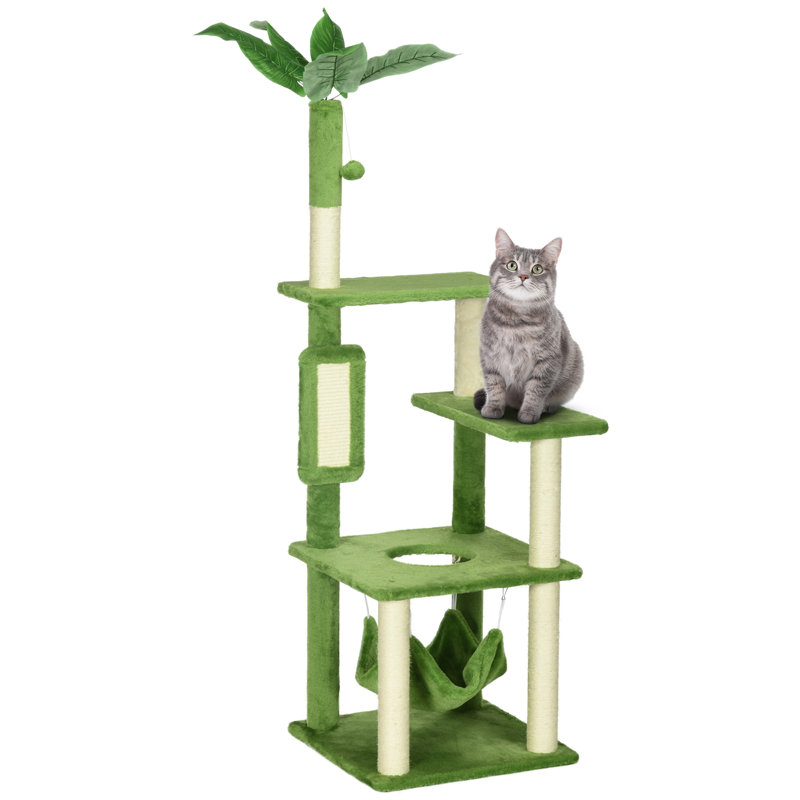Arbre à chat pour chats d'intérieur, H 56 po x l 19,25 po x P 19,25 po, Vert
