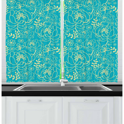Floral Pointed Kitchen Curtain
