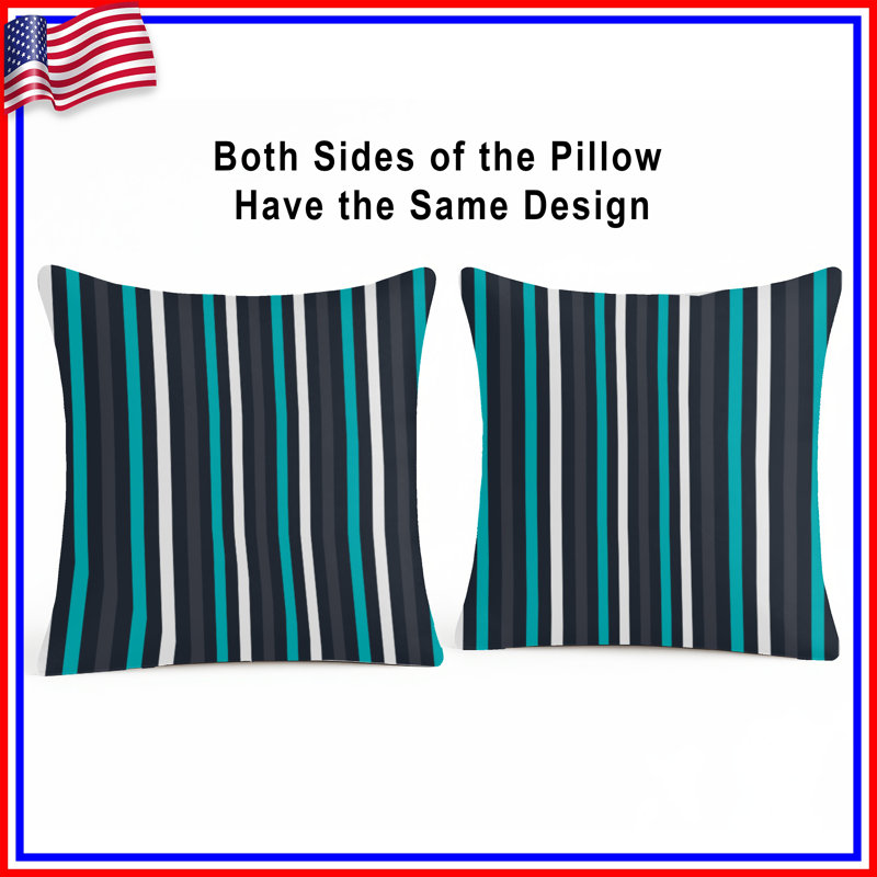 Blue Black Stripes Double Sided Throw Pillows, 20 x 20 inches