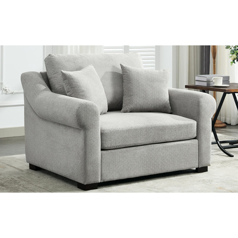 Fauteuil surdimensionné en chenille gris et luxueux, Gris clair