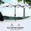 Parasol de patio double de 9,5 pi - Extérieur intrigant avec bouton-poussoir inclinable, manivelle, 3 bouches d'aération et 12 baleines pour terrasse de jardin