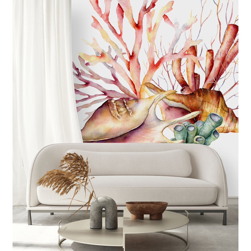 Murale coquillages et coraux Okarche, L 100 po x L 100 po