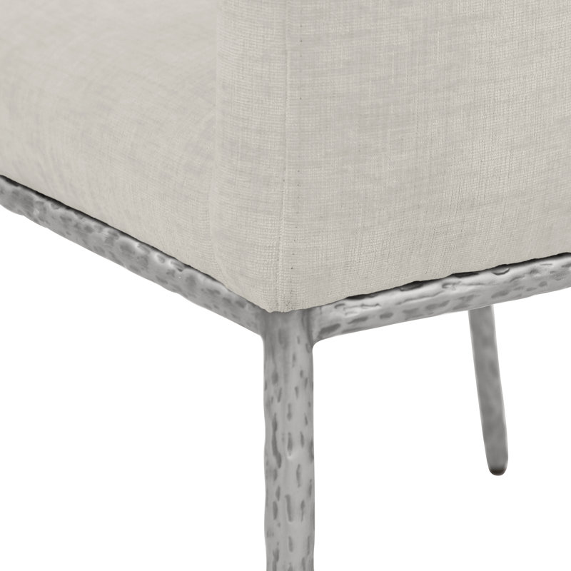 Chaise en chenille Reeves, Tissu chenille crème, Argent brossé