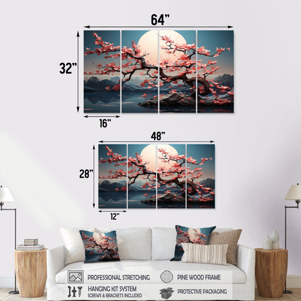 Winston Porter Pink Cherry Blossom Twilight Japan Landscape - Romantic ...