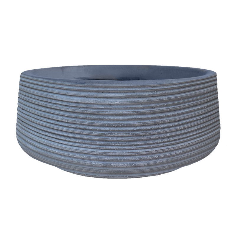 Fibreglass Plant Pot, 12cm H x 31cm W x 31cm D, Light Grey