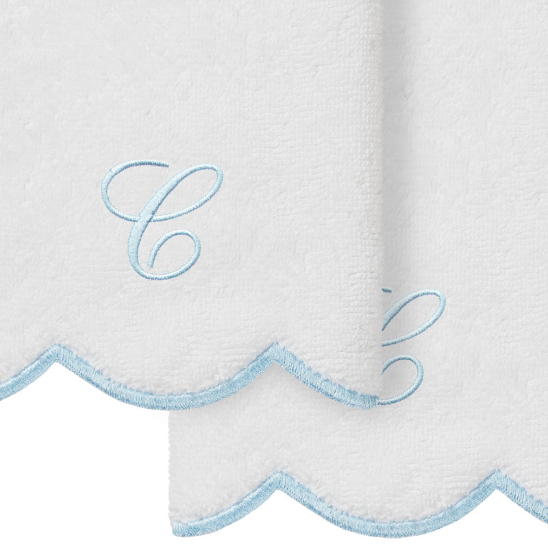  Ensemble de serviettes 100% coton turque ADORNIA, C, Blanc / Bleu, Ensemble de 2 serviettes à doigts