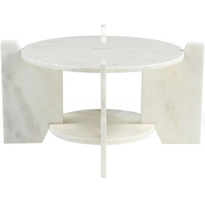Soriano White Genuine Marble Coffee Table