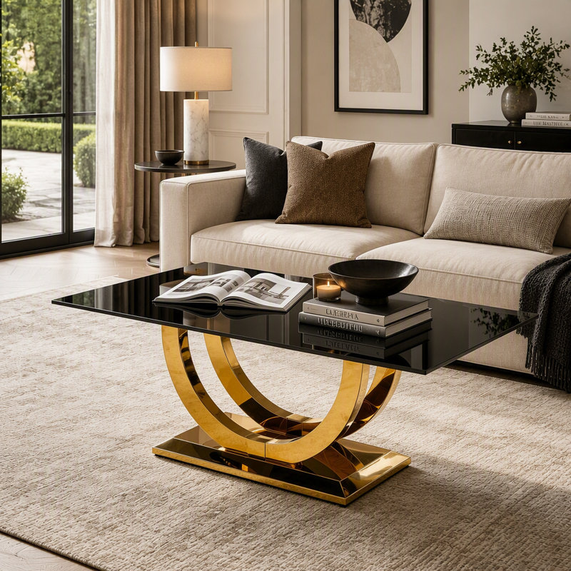 Table basse 50,4 "en verre noir