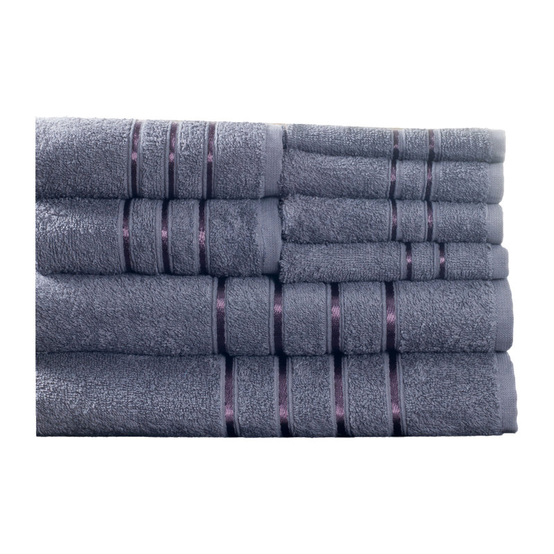 Plush 8 Piece 100% Cotton Towel Set, Silver
