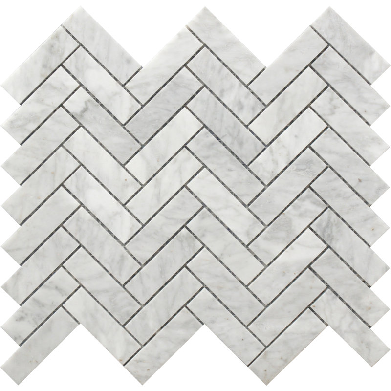 Chevron Wh & Gr Marble Mos 11x12
