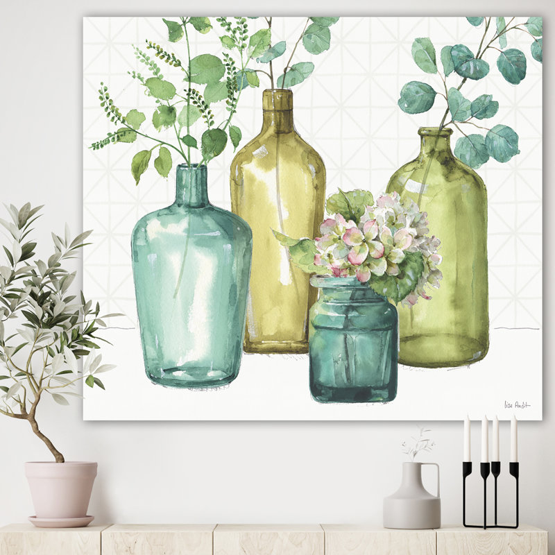 «Mixed Botanical Green Leaves», reproduction d'art sur toile tendue, H 16 po x l 32 po x p 1 po