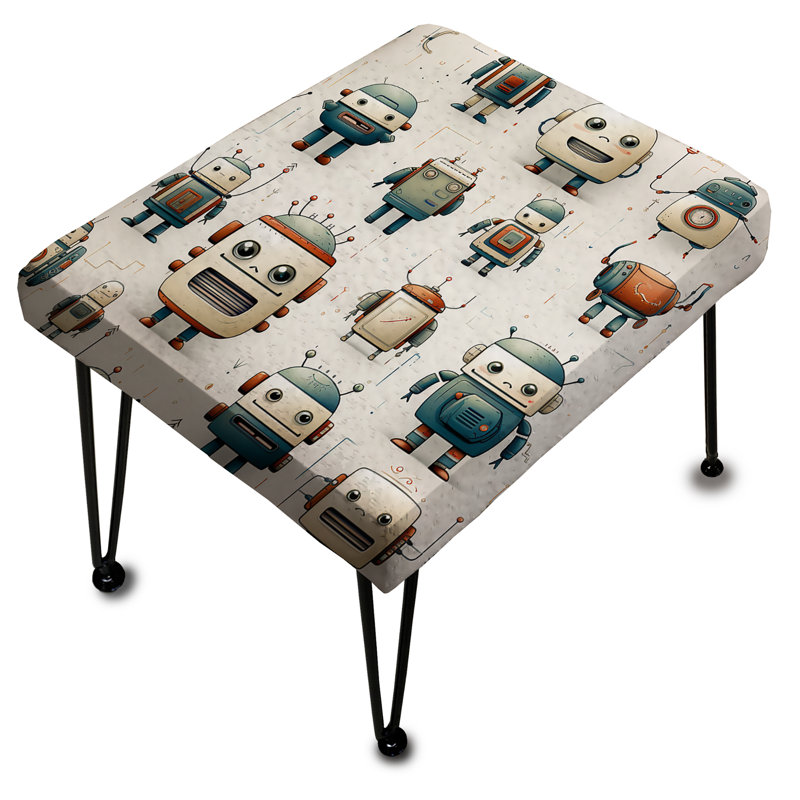 Motif robot pour chambre d'enfant - Repose-pieds rectangulaire pour chambre d'enfant