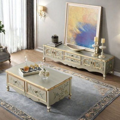 Light luxury coffee table TV cabinet combination