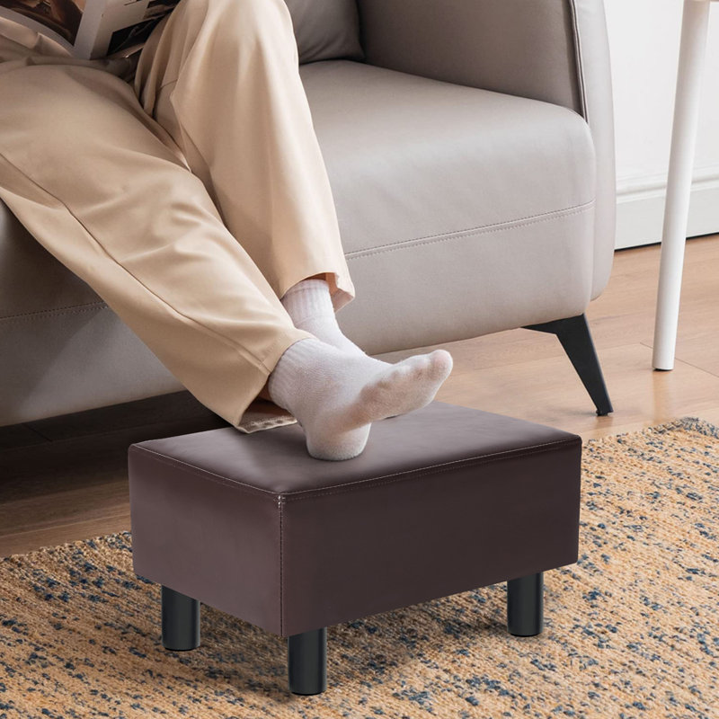 Sciacca Faux Leather Ottoman, Brown