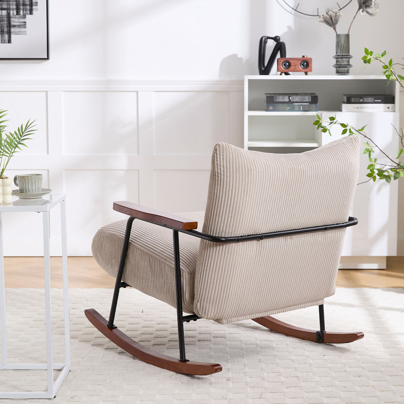 Méridienne moderne à bascule beige - Accent avec base de salon en métal robuste, Beige