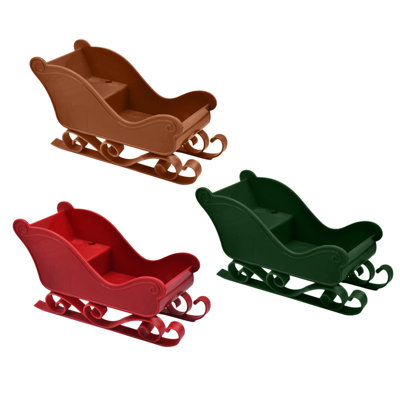 Mini Santa Sled Decor Plastic Reindeer Sled And Cart  Tabletop Christmas Tree Ornaments Xmas Village Display Holidays Home Decor