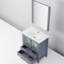 30 po Meuble-lavabo gris foncé, couche supérieure en céramique blanche, miroir mural rond de 28 po, fonctionnalité de fermeture en douceur, deux tiroirs et une armoire de salle de bain à largeur de rangement-121074595
