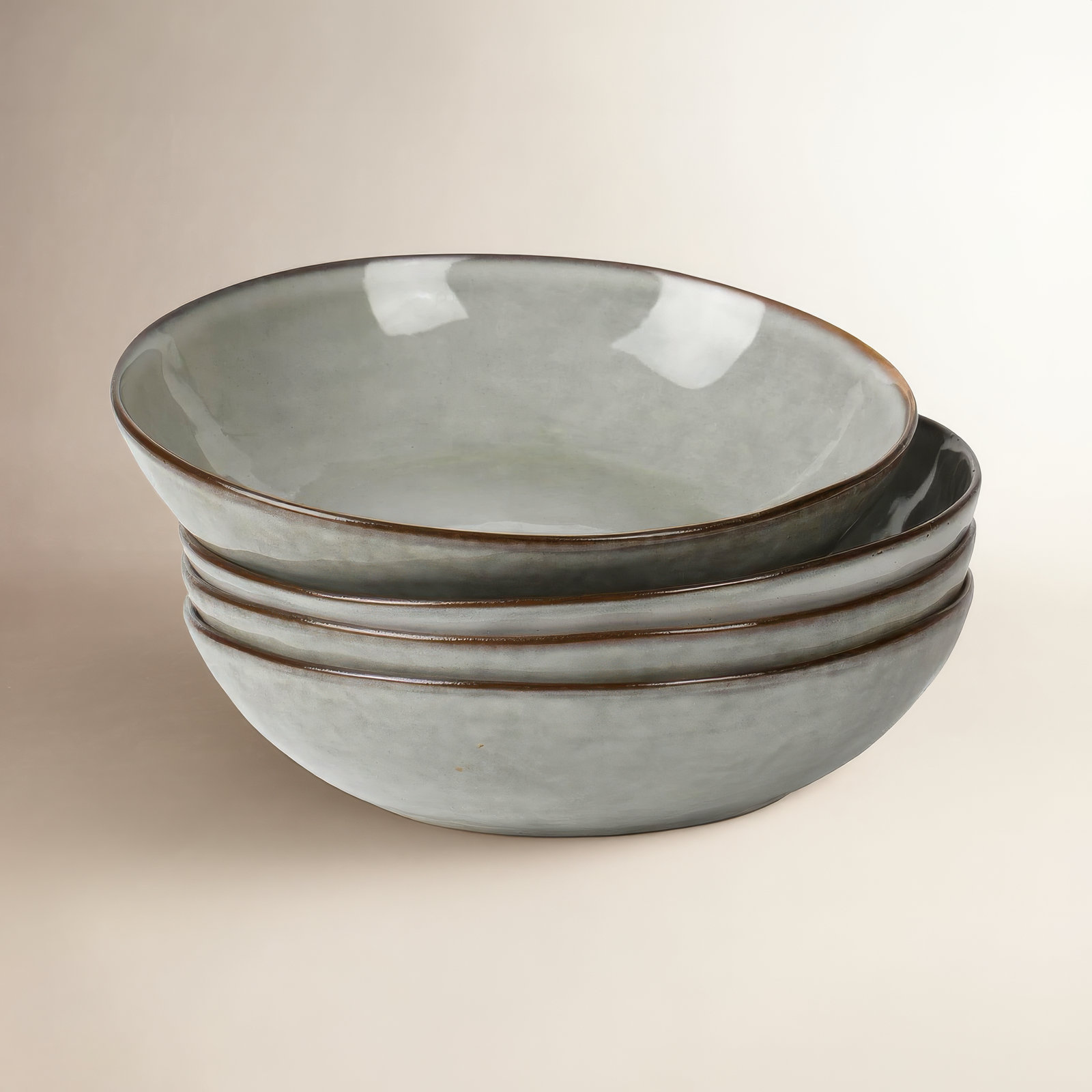 Leny 8.5'' Stoneware Large Pasta Bowl, Gray